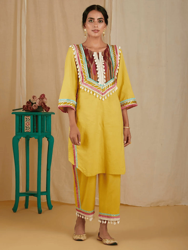 Yellow Ikat Top, Ikat Tops for Women, Short Ikat Tops