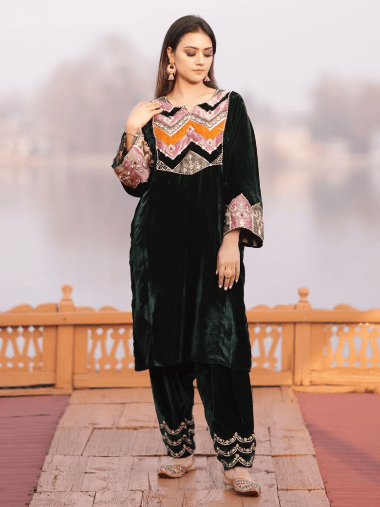 Very very latest & modern style velvet kurti designs ideas 