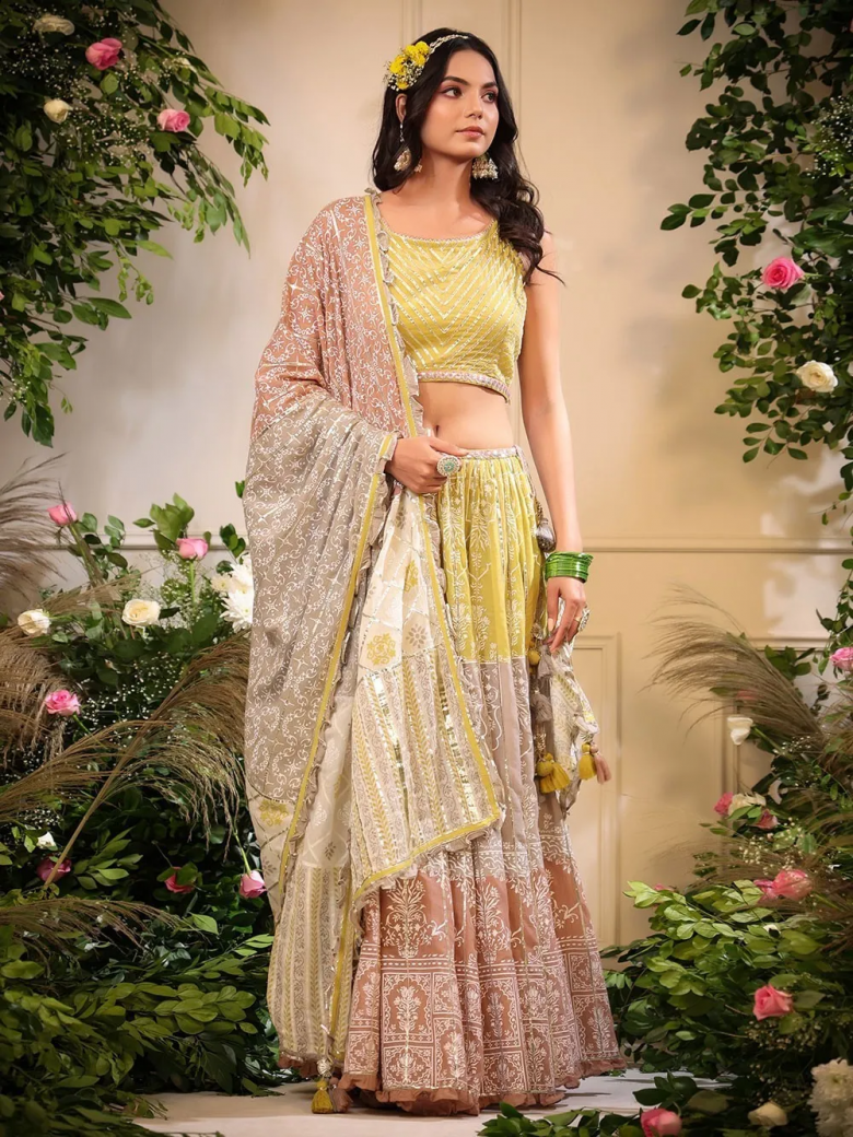 Exquisite Off White Butter Silk Embroidery Work Lehenga Choli