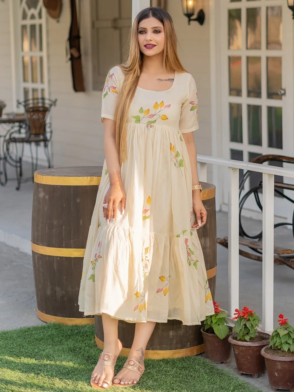 Floral Print Puff Short Sleeve Women Dress High Split Party Long Dresses  Elegant Lace Up at Rs 3999.00 | Floral Dress, Flower Dress, फ्लोरल प्रिंटेड  ड्रेस, फ्लोरल मुद्रित ड्रेस - My Online