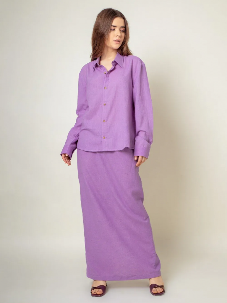 Purple Organic Cotton Shirt with Skirt