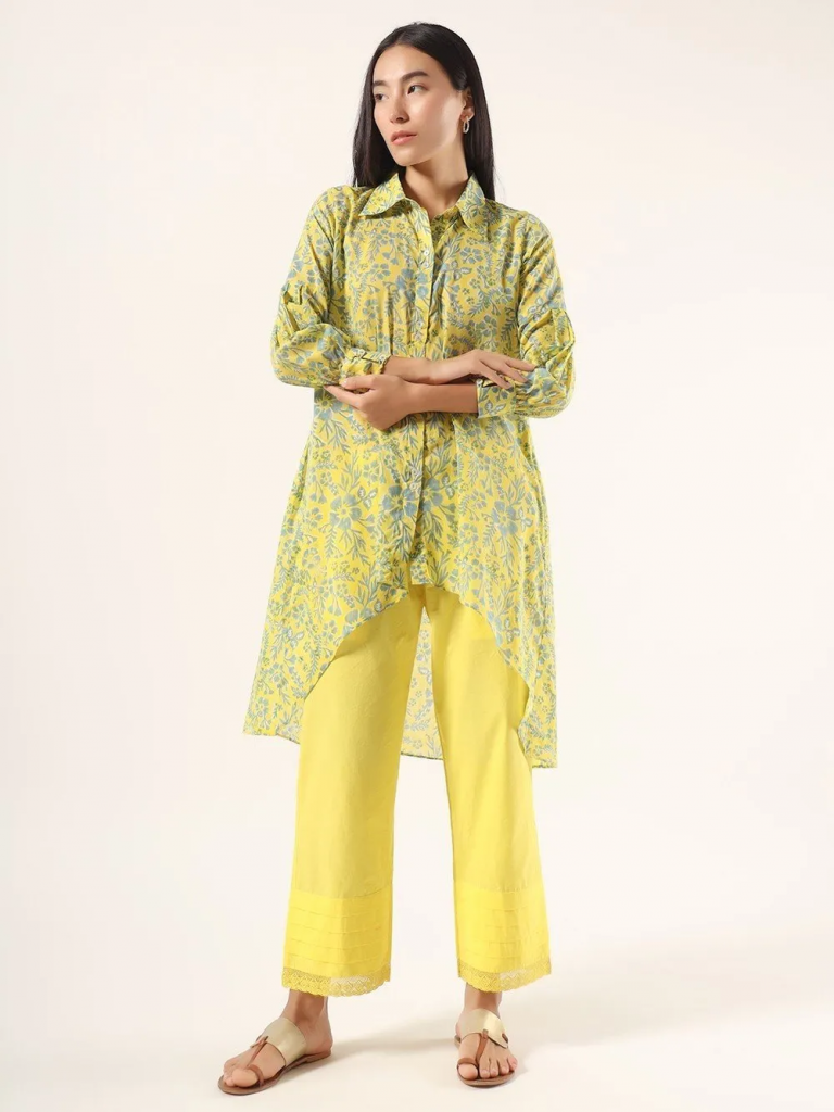 Yellow Hand Block Printed Cotton Co-ord Set